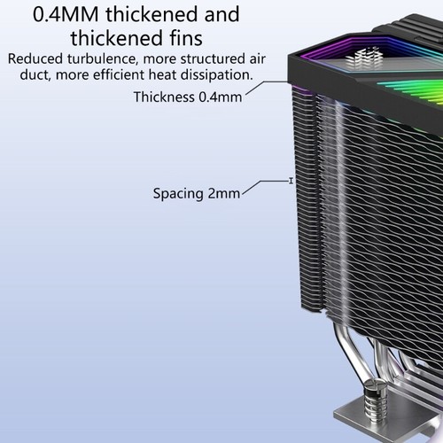 GT400 Effective CPU Cooling 4 Heat Pipes 120mm ARGB Fan Aluminum Heatsink 12cm - Afbeelding 6 van 8
