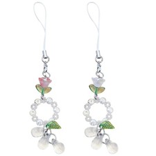 Small Flower Waterdrop Pendant Phone Strap Portable Lanyard for Girls