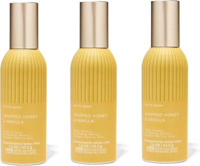 3x Bath & Body Works WHIPPED HONEY & VANILLA Concentrated Room Spray NEW FALL