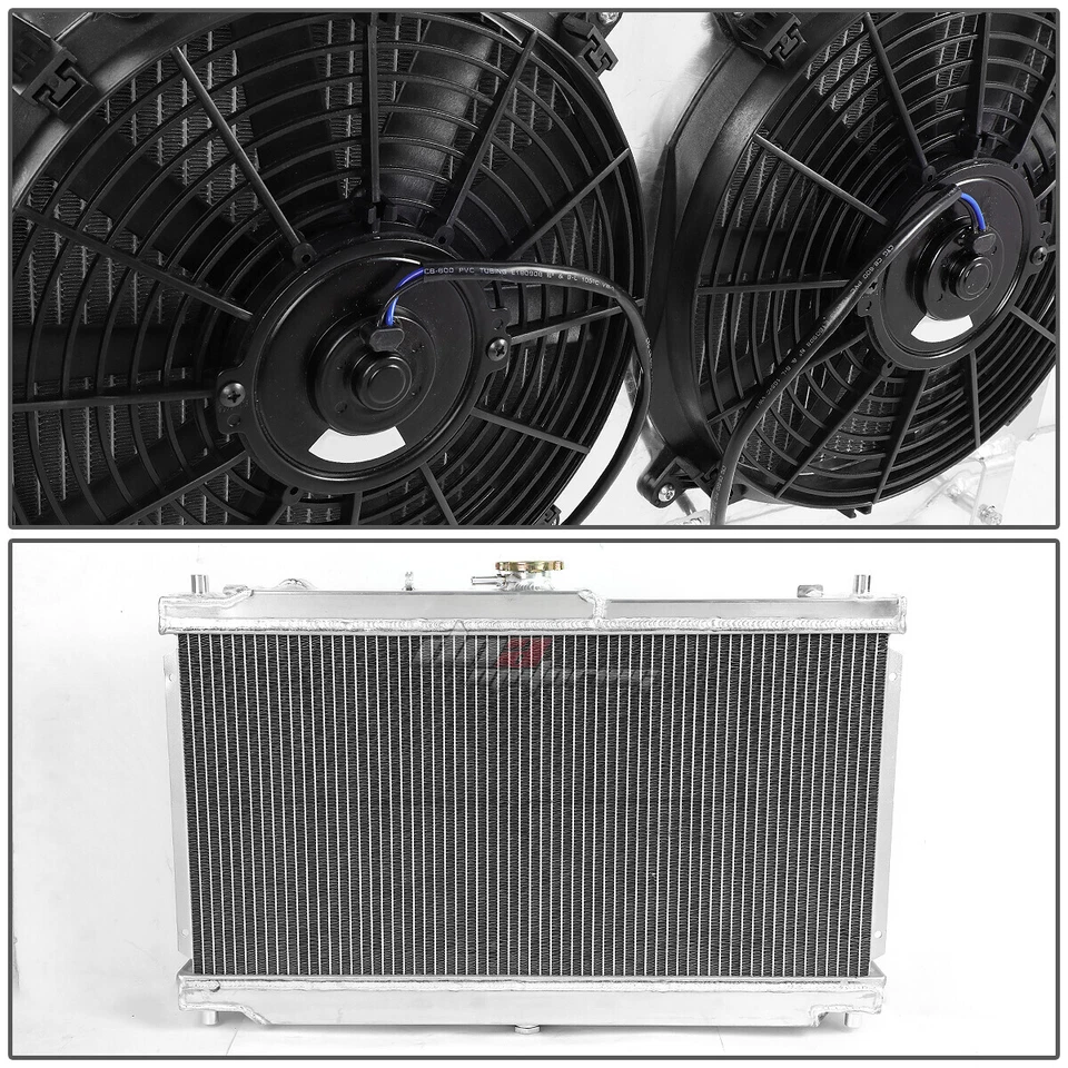 PARA MAZDA MIATA MX-5 NB MT 1999-2005 2 FILAS REFRIGERACIÓN RADIADOR ALUMINIO + CUBIERTA VENTILADOR Foto 2 de 4