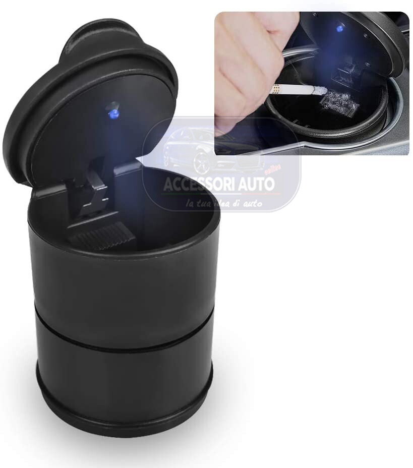 Posacenere Portacenere A Barattolo Con Luce A Led Portaoggetti Per Auto - Foto 11