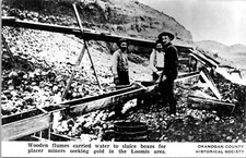 Loomis Washington WA Gold Miners Flumes Sluice Boxes Okanogan Co RPPC Postcard
