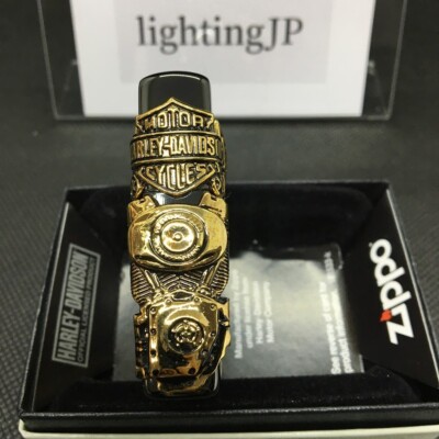 Zippo Harley Davidson HDP-24 3 Sides Metal Gold Black Lighter