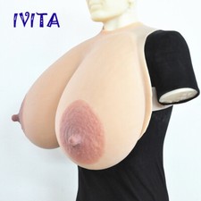 IVITA 19XL 21XL Big Areola Silicone Boobs Drag-Queen Cross Straps Breast Forms