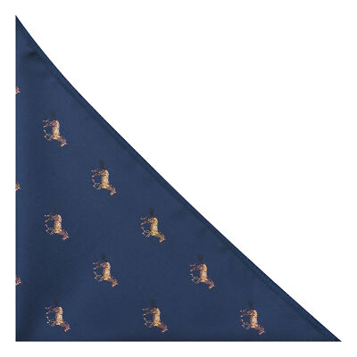 Fazzoletto Da Taschino Ricamato Con Cavallo E Fantino - Blu Navy, 25x25 Cm, Collezione King & Priory - 3