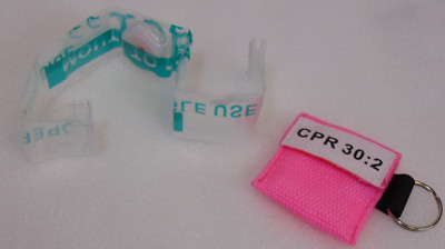 CPR Mask Keychain 1 Pink Face Shield in Pocket imprinted 30:2 Compression Ratio