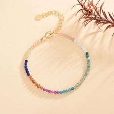 Minimalist Natural Stone Beaded Bracelet Multicolor Stone Dainty Bracelet