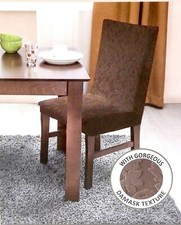 Chair Cover Damask Texture Stretchable Brown Dining Room Protect Your Furniture