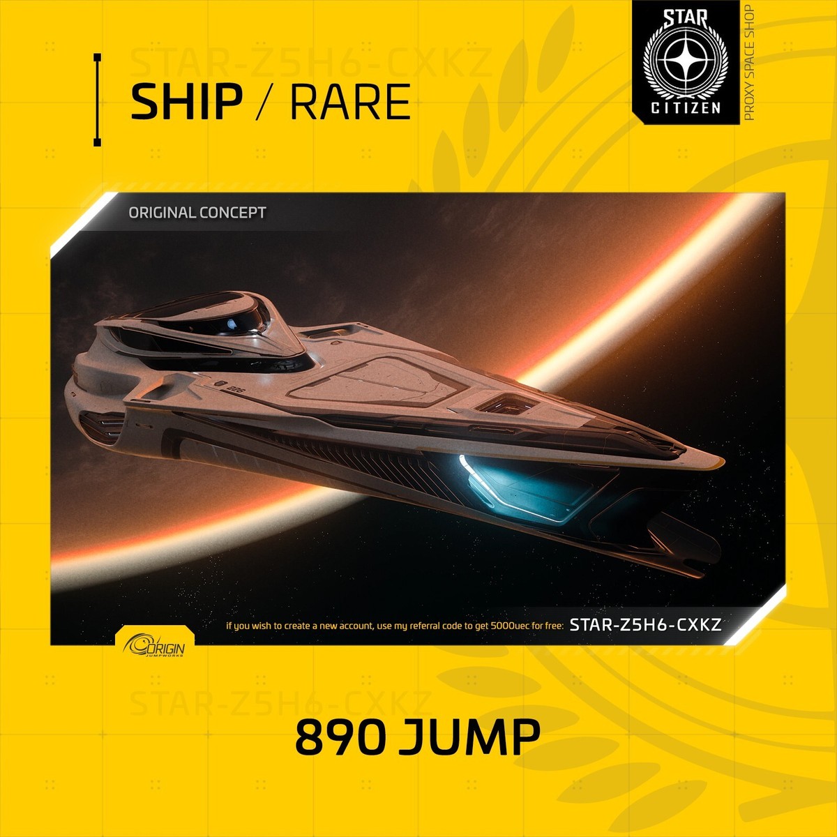 Star Citizen - ORIGIN 890 JUMP - (10 Years Insurance) - RARE