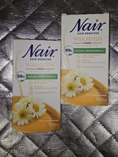 Nair Hair Remover Wax Strips Natural Face For Sensitive Skin 99% 16ct Lot Of 2