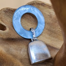 Vintage Sterling Silver Web Blue Teething Baby Rattle