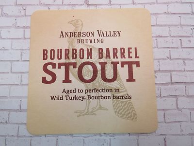 Beer Bar Coaster ~*~ ANDERSON VALLEY Brewing Bourbon Barrel Stout ~*~ CALIFORNIA