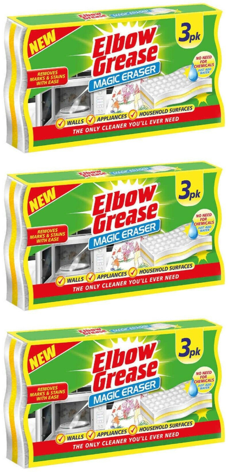 9x Elbow Grease Magic Stains Marks Eraser Remover Household Cleaning Sponge