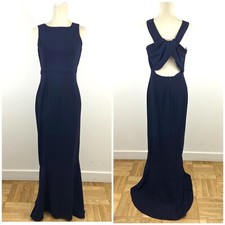 ASOS maxi dress brides maid gown flute bottom navy blue sleeveless 8  