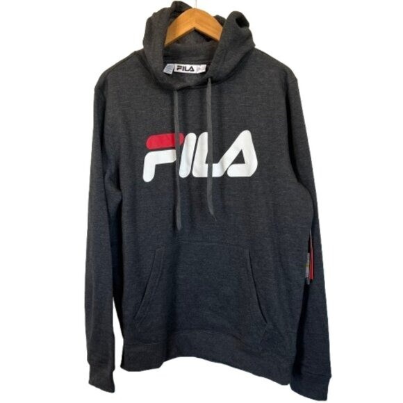 Felpa con cappuccio uomo FILA logo classico grigio scuro NUOVA taglia media nuova con etichetta