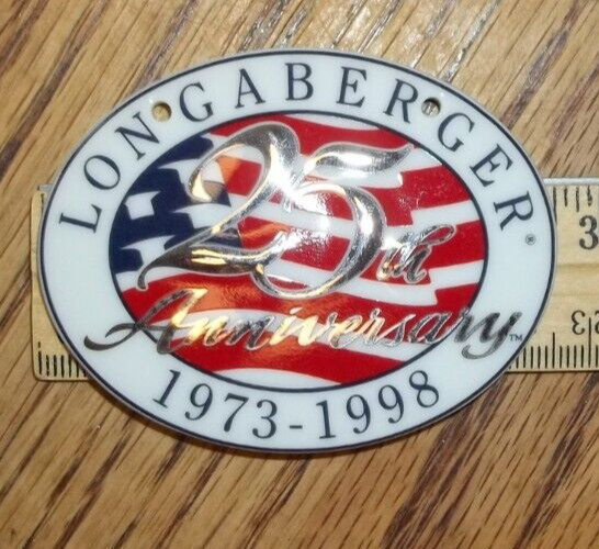 Longaberger 25th Anniversary Collector’s Club Oval Ceramic Tie-On #32492 NIB