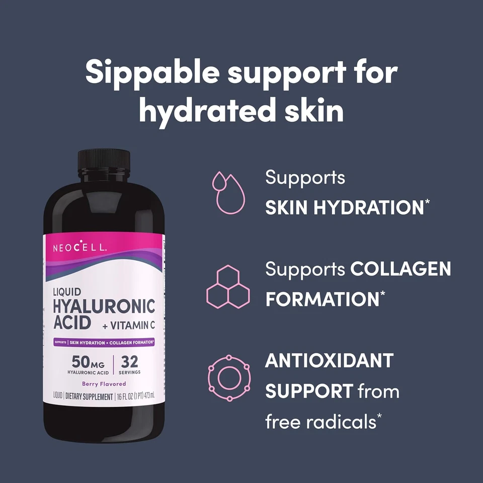 Líquido de ácido hialurónico NeoCell con vitamina C, sabor a bayas, 16 fl oz Foto 4 de 4