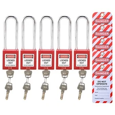 RealPlus Lockout Tagout Locks Set - 5 Red Lockout Locks Keyed Different