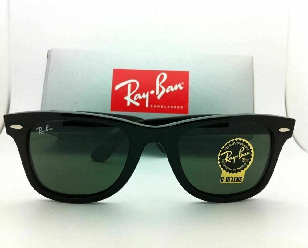 New Ray-Ban Sunglasses RB 2140 901 50-22 WAYFARER Black Frames