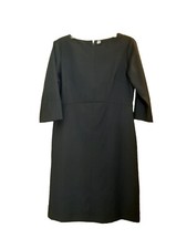 UNIQLO Women's Black 3/4 Slv Essential Wool Knee Length Straight Shift Dress M