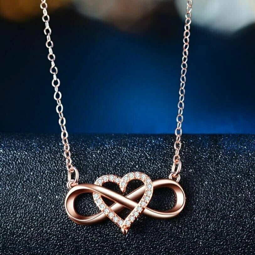 Engraved Heart Infinity Necklace in Sterling Silver - MYKA