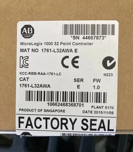 New Factory Sealed AB 1761-L32AWA SER E MicroLogix 1000 32 Point Controller - Picture 1 of 2