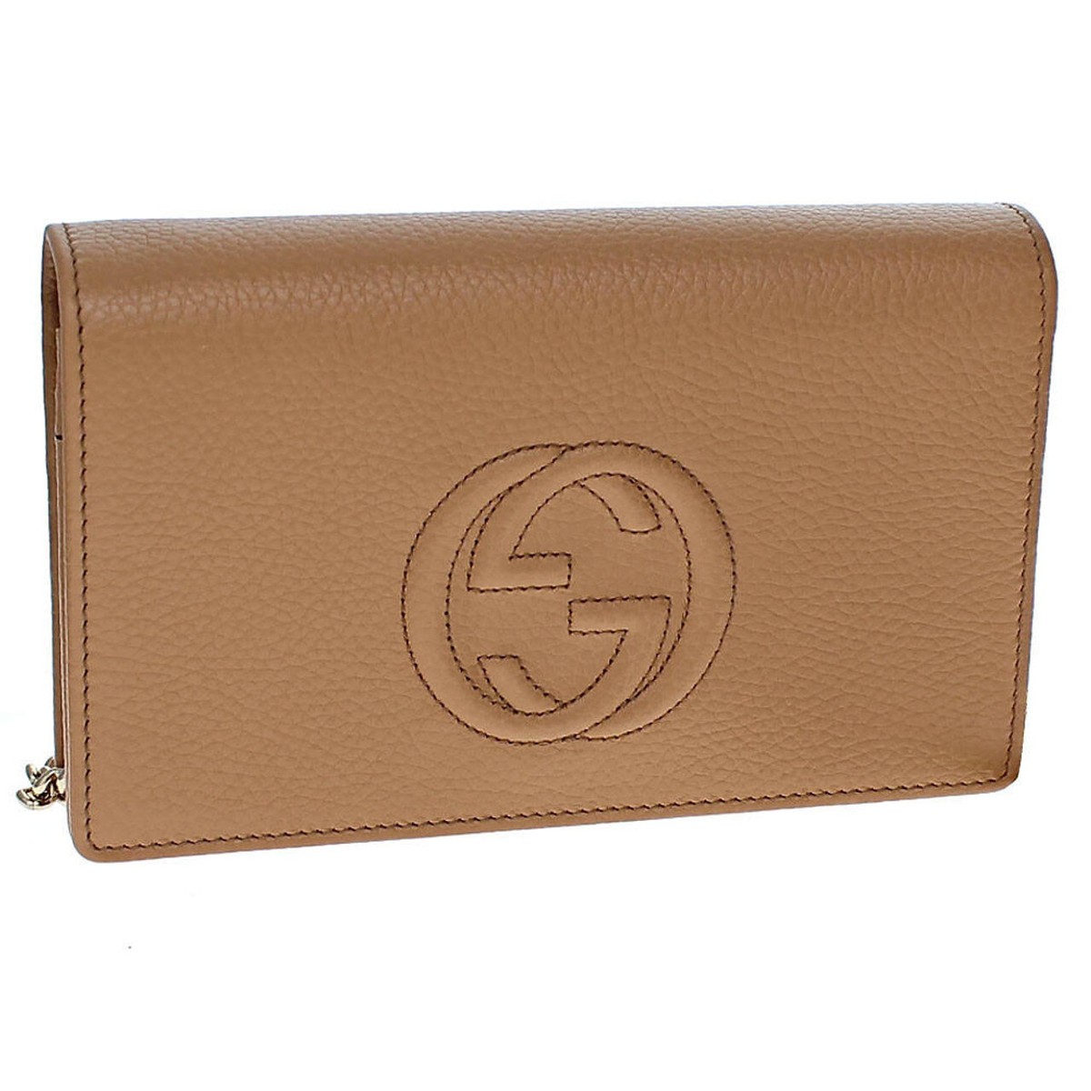 Gucci Wallet On Chain Beige Leather Crossbody Bag 598211 A7M0G