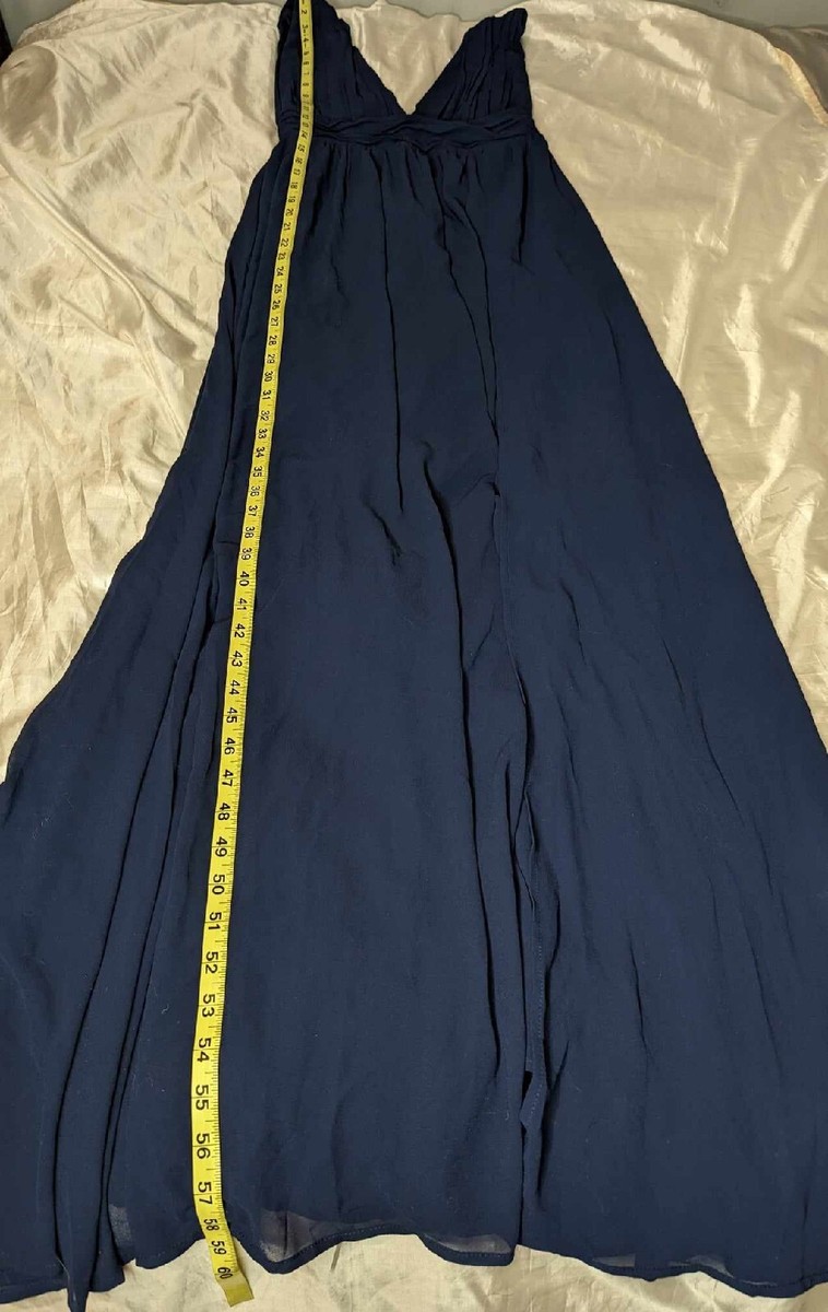 heavenly hues navy blue maxi dress Hesperia Navy High-Neck Maxi Dress With Draped-Detailing And Scarf – Club L  London