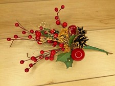 Árbol de Navidad Vintage Arándano Rojo y Naturaleza Spray Decoración 10"