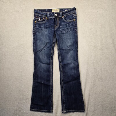 MEK Jeans Womens 29x32 Baltimore Denim Boot Cut Faded Whiskers Flap Pockets