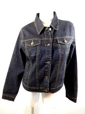 Touch Down Girls Womens Blue Dark Wash Cotton Button Down Jean Jacket Size M