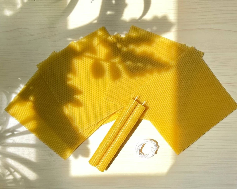 Organic Beeswax Sheets 8x8" (10 Pcs) with Wick | Candle Making Kit | Made in Ukr - Image 3 of 4