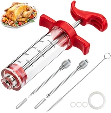 Meat Injector Syringe 1oz Marinade Turkey Injector Kit, 2 Marinade Needles