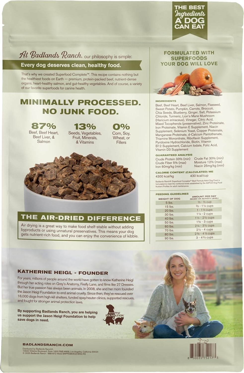 64 Oz-by Katherine Heigl Superfood Complete Air Dried Beef Dog Food High Protein
