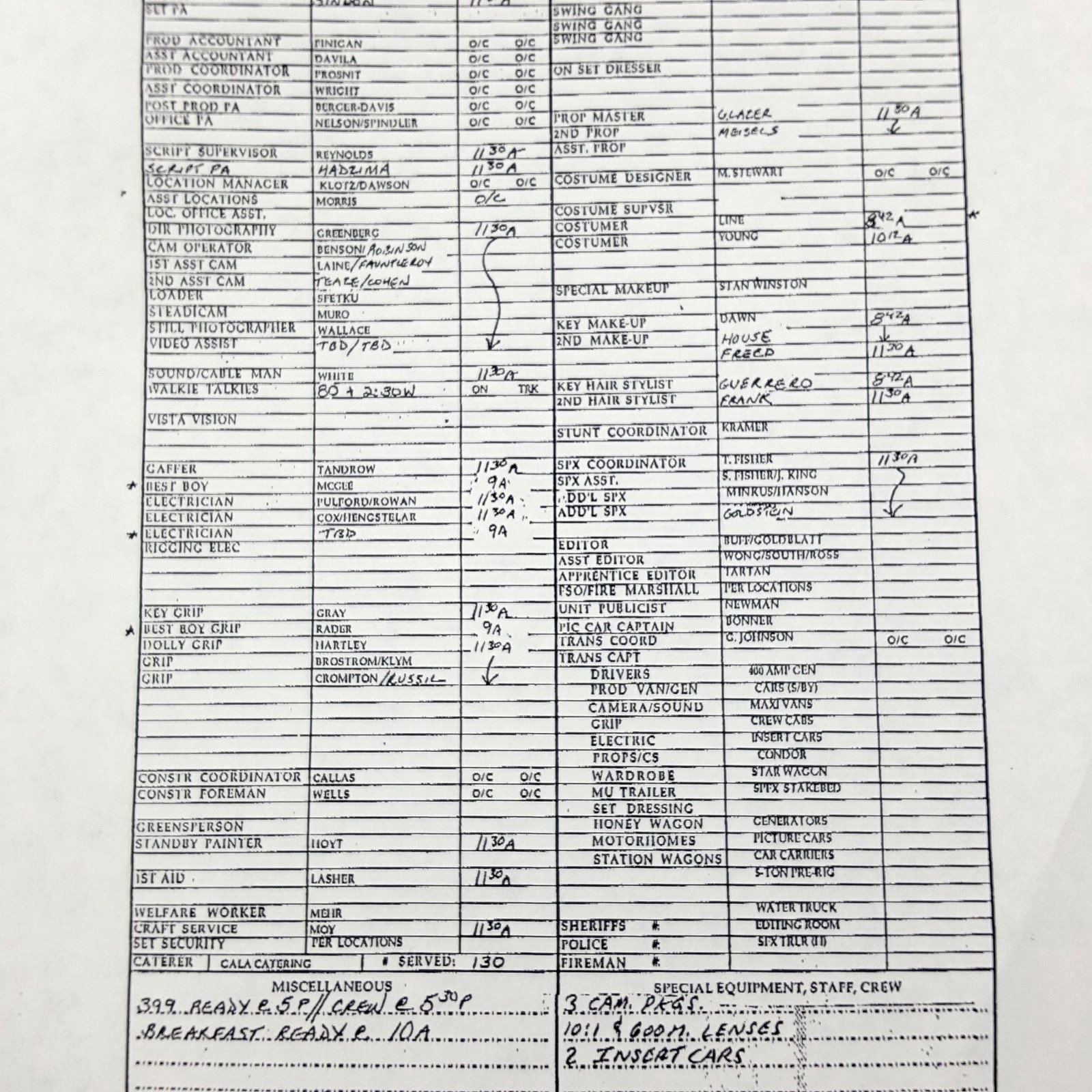 Image 8 of Terminator 2 - Production Used Call Sheet, Exterior Mall and Freeway, Terminator