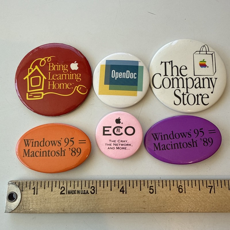 Vintage Apple Macintosh Pins (lot Of 6)