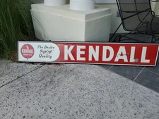 c.1950s Original Vintage Kendall Motor Oil Sign Metal Embossed Horizontal Gas 