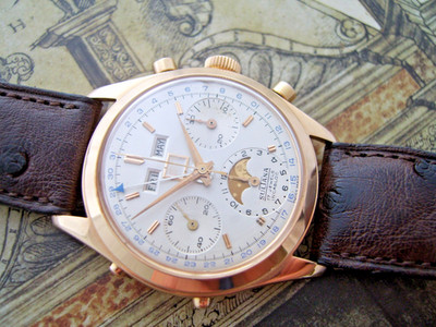 SULTANA 750 GOLD CHRONOGRAPH - VALJOUX 88 - VINTAGE 18K MOONPHASE GENTS WATCH