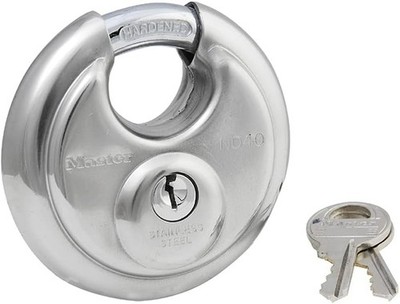 Master Lock Rund-Vorhängeschloss, geschirmter Bügel, Edelstahl 70 mm, Schlüsselschloss