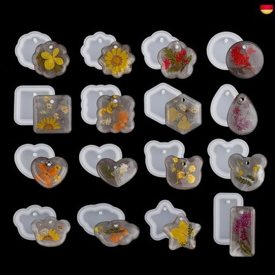 EPODA16 Stück Epoxidharz Formen Schlüsselanhänger, Silikonform Anhänger, Sil