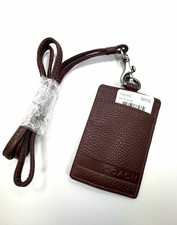 Coach F92983 Camden Pebbled Leather ID Lanyard Cognac Brown NWT