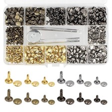 Leather Rivets Kit Double Cap Tubular Metal Studs 3 PCS Setting Tool 480 Sets