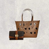 Michael Kors Mk Tasche Shopper Portemonnaie Jet Set Eliza Greenwich Braun Neu