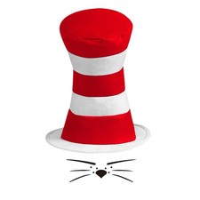 Red White Hat and Cat Face Whiskers Stickers For Halloween Costume Accessorie...