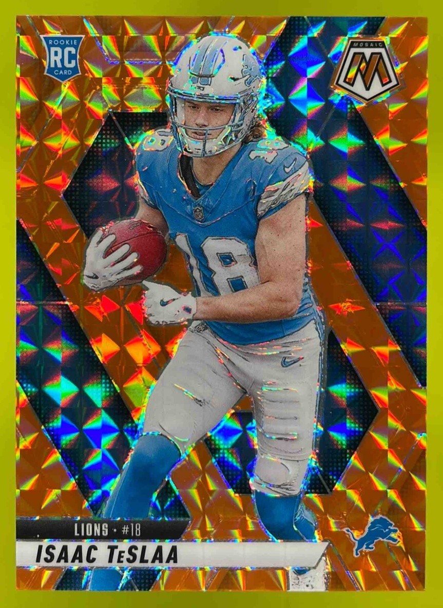 2025 Panini Mosaic Isaac TeSlaa Rookies Orange Prizm /199 #319 RC Lions
