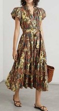 Ulla Johnson Ottilie Puff Sleeve Tiered Midi Dress in Prism Sz 6