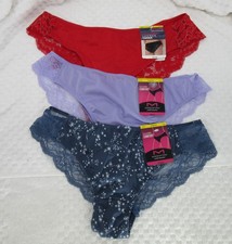 NWT set of 3 MAIDENFORM comfort devotion LACE TANGA LILAC RED BLUE Stars 6/M