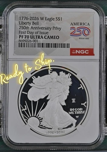 1776-2026 W Proof $1 American Silver Eagle NGC PF70UC Privy 250th Anniversary