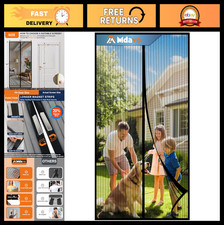 Magnetic Screen Door 34"x80" Heavy Duty Pet-Friendly Bug Blocker, Hook  Loop Cl