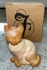 Fenton Glass 3.5 Inch Chocolate Cat - NEW IN BOX